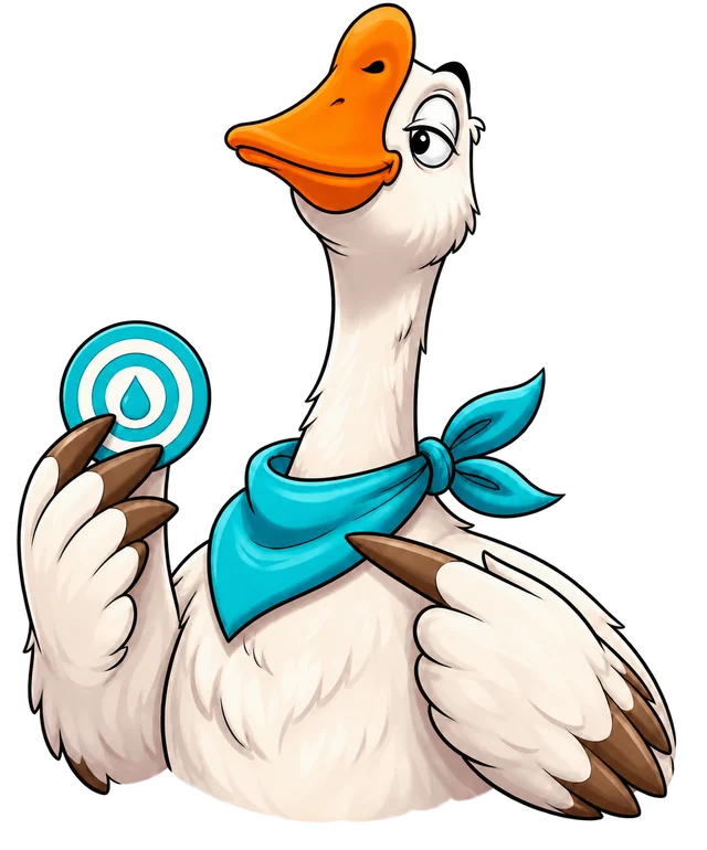 Water Goose holding a hydration goal target