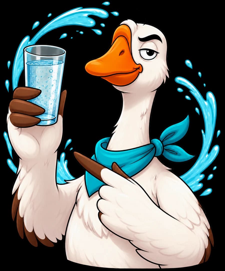 Water Goose raising a glass of water