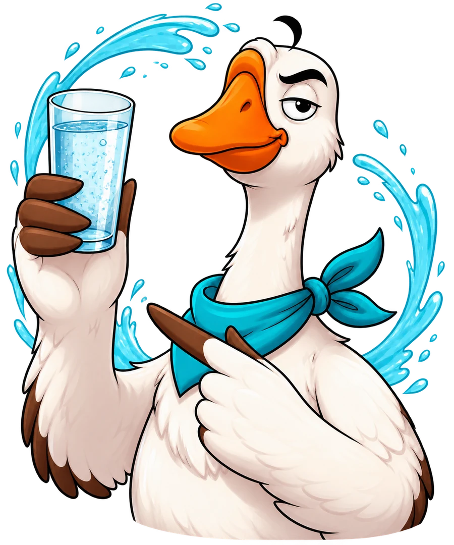 Water Goose raising a glass of water