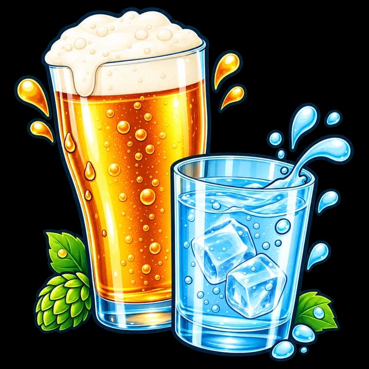 A glass of beer beside a glass of water