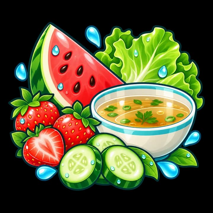 Water-rich fruit and vegetables