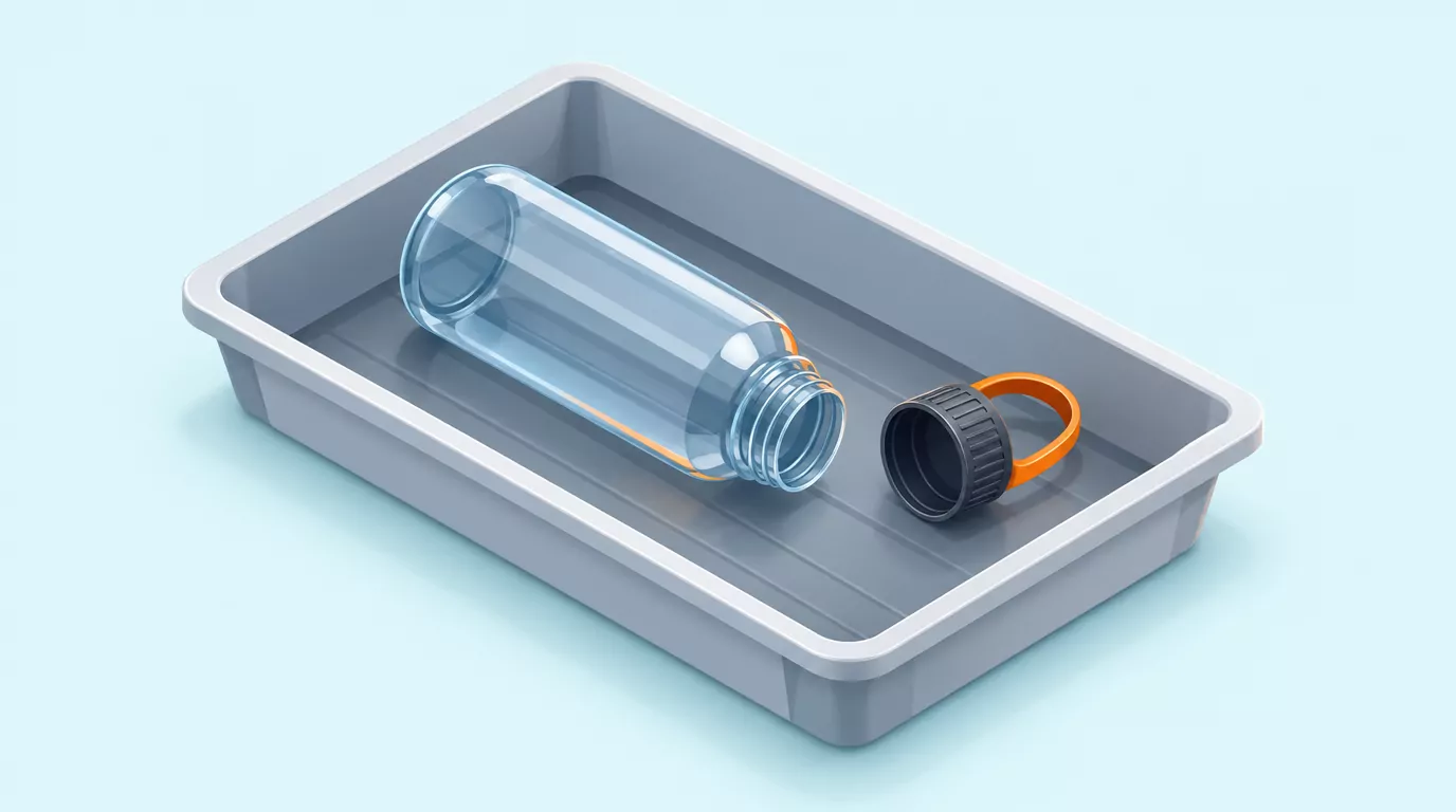 Can you bring a water bottle on a plane? Yes, empty: a reusable bottle with its lid off in a security tray