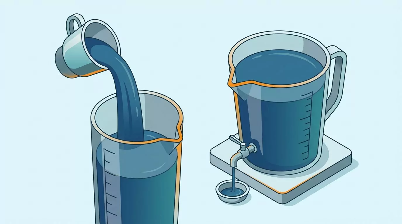 Is coffee a diuretic: a full cup pours in while a small tap drains a thin trickle back out
