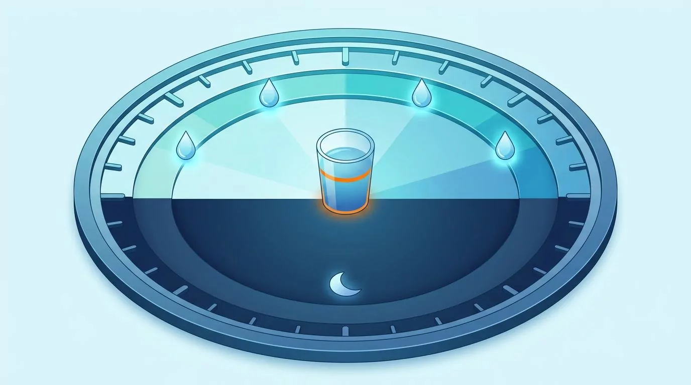 A 24 hour dial with four drink reminders placed only inside daytime active hours and none during the night